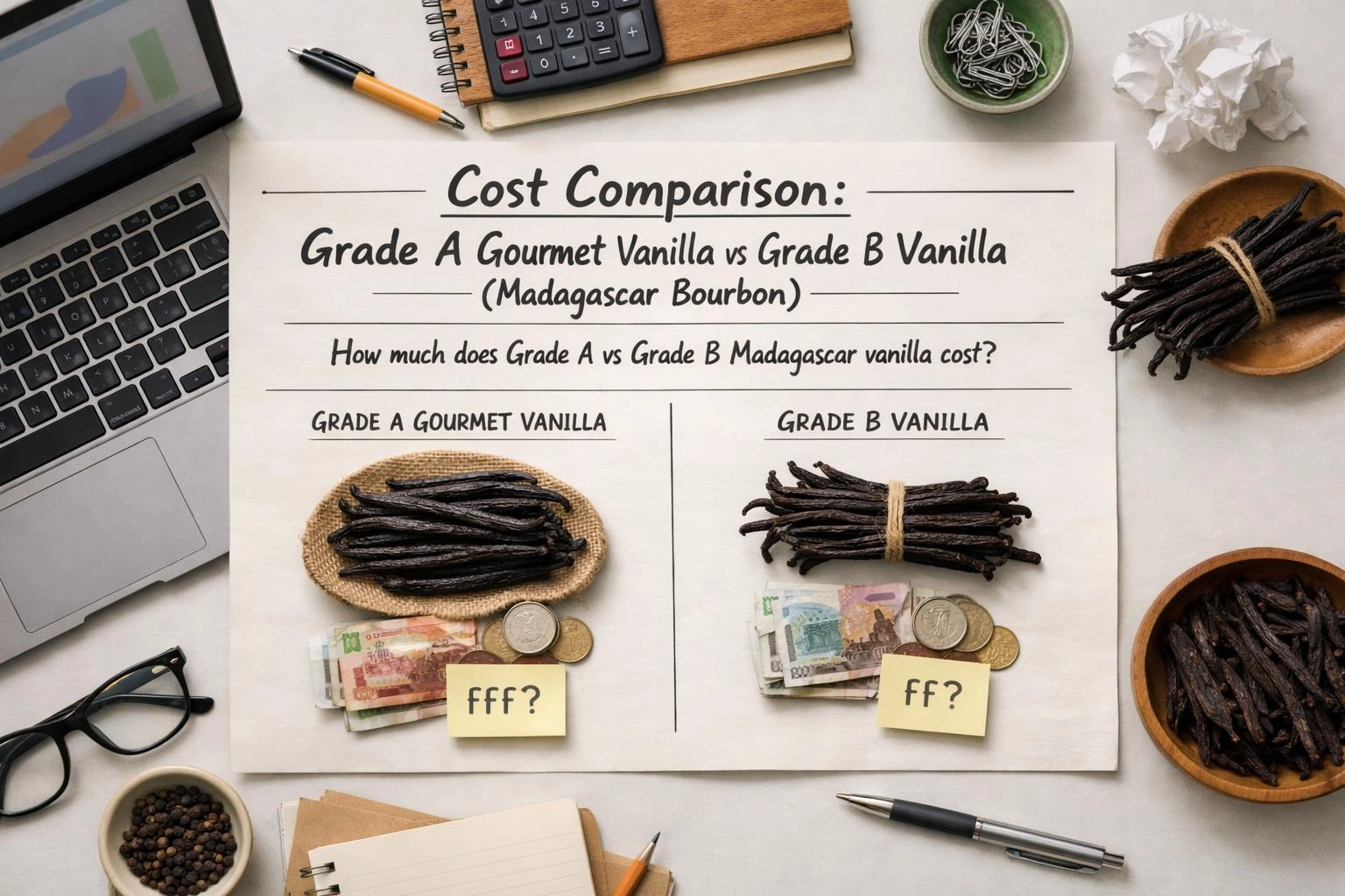 Cost Comparison: Grade A Gourmet Vanilla vs Grade B Vanilla (Madagascar Bourbon)